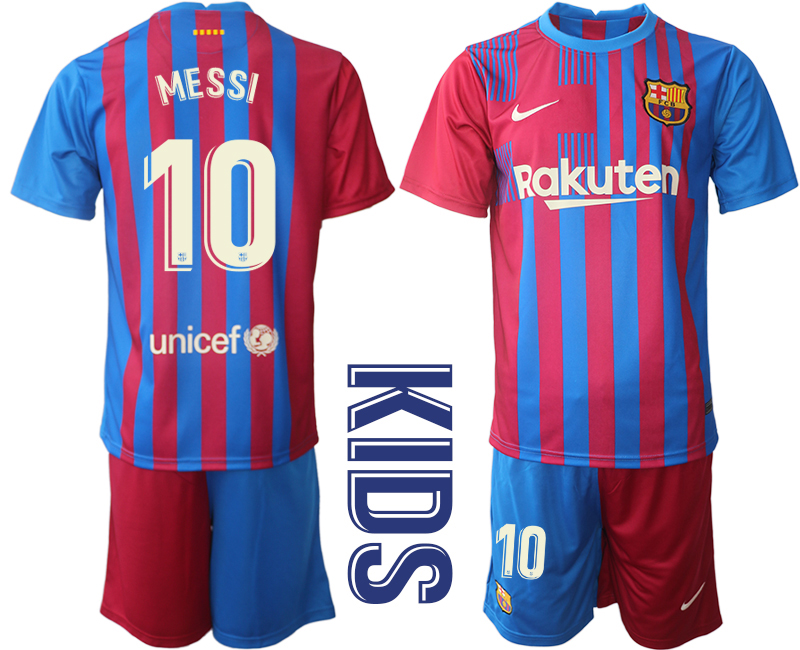 Youth 2021-2022 Club Barcelona home red #10 Nike Soccer Jerseys1